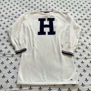 NWT Tommy Hilfiger White Varsity Sweater Dress
